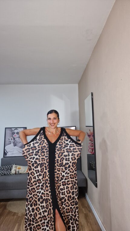 VESTIDO CURVI PICO LEOPARDO