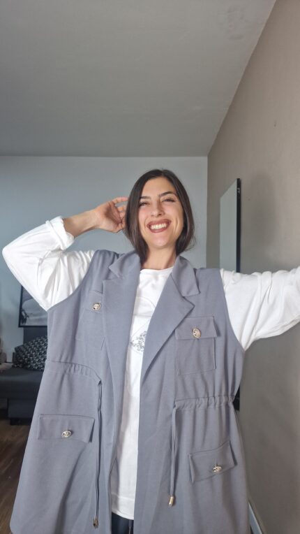 CHALECO CURVI GRIS