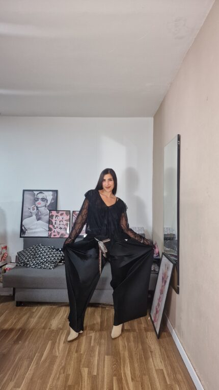 PANTALON CURVI PLISADO SATEN