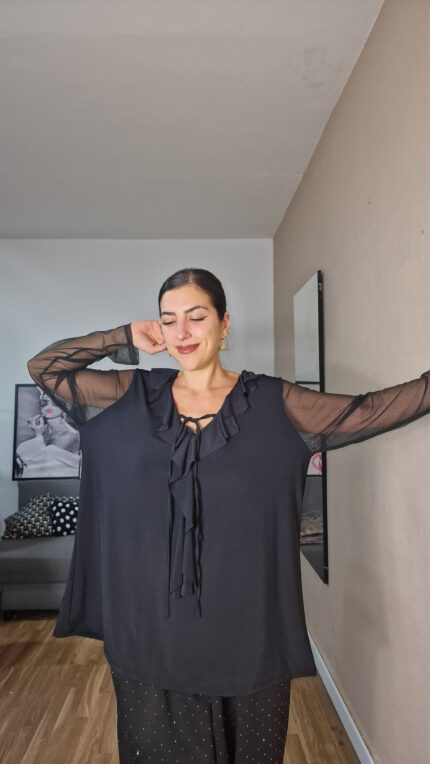 CAMISA SEMICURVI -CURVI VOLANTE NEGRA