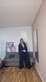 PANTALON CURVI ANCHO BRILLO