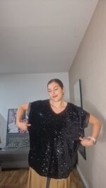 CAMISETA SEMICURVI TERCIOPELO LENTEJUELAS - Imagen 7