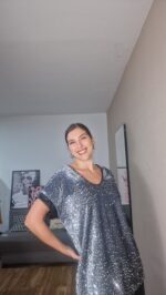 CAMISETA SEMICURVI TERCIOPELO LENTEJUELAS - Imagen 2