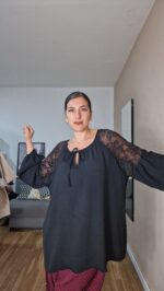 BLUSA CURVI MANGA ENCAJE - Imagen 6