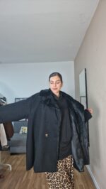 ABRIGO CURVI PAÑO CUELLO PELO - Imagen 2