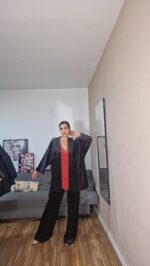 PANTALON SEMICURVI TERCIOPELO PURPURINA - Imagen 2