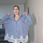 CAMISA CURVI VICHY ENCAJE