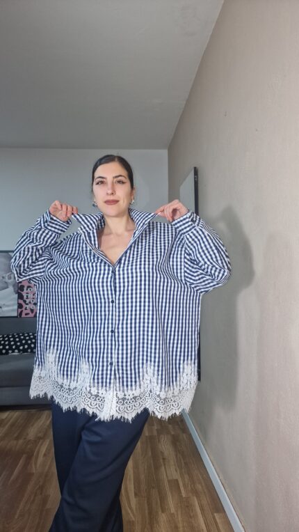 CAMISA CURVI VICHY ENCAJE