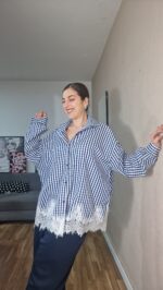 CAMISA CURVI VICHY ENCAJE - Imagen 2