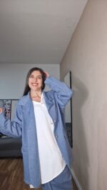 BLAZER CURVI EFECTO DENIM