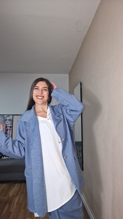 BLAZER CURVI EFECTO DENIM