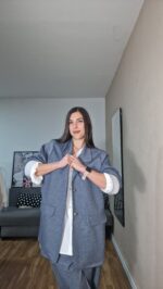 BLAZER CURVI EFECTO DENIM - Imagen 2