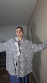 CAMISA CURVI RAYAS CUELLO PERFORADO - Imagen 8