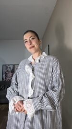 CAMISA CURVI RAYAS CUELLO PERFORADO - Imagen 6