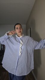 CAMISA CURVI RAYAS CUELLO PERFORADO - Imagen 2