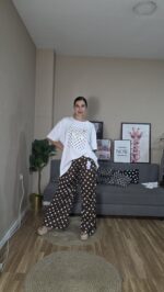 PANTALON CURVI ELASTICO LUNARES MARRON - Imagen 2