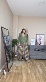 PANTALON CURVI RAYAS VERDE Y CAMEL - Imagen 6