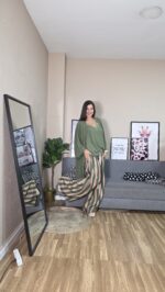 PANTALON CURVI RAYAS VERDE Y CAMEL - Imagen 5