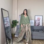 PANTALON CURVI RAYAS VERDE Y CAMEL