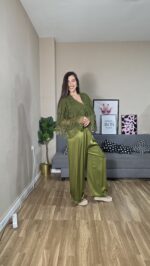PANTALON SEMICURVI SATEN ENCAJE - Imagen 5